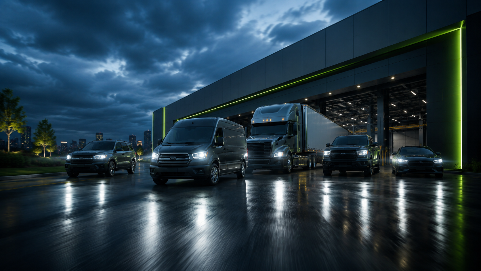 Collection of dealership vehicles in a showroom